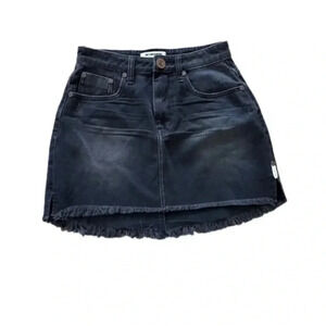 One Teaspoon Women’s Black Frayed Hem Denim Mini Skirt Size 26 GUC
